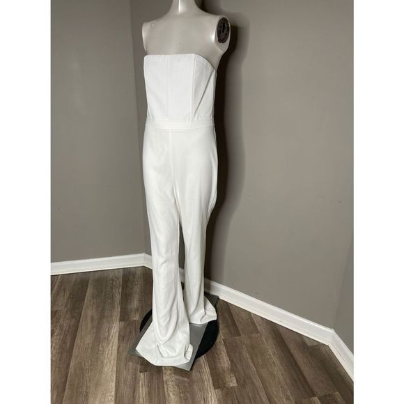 Alice + Olivia Lavera Jumpsuit in Off White US 6 $495 - Picture 4 of 7